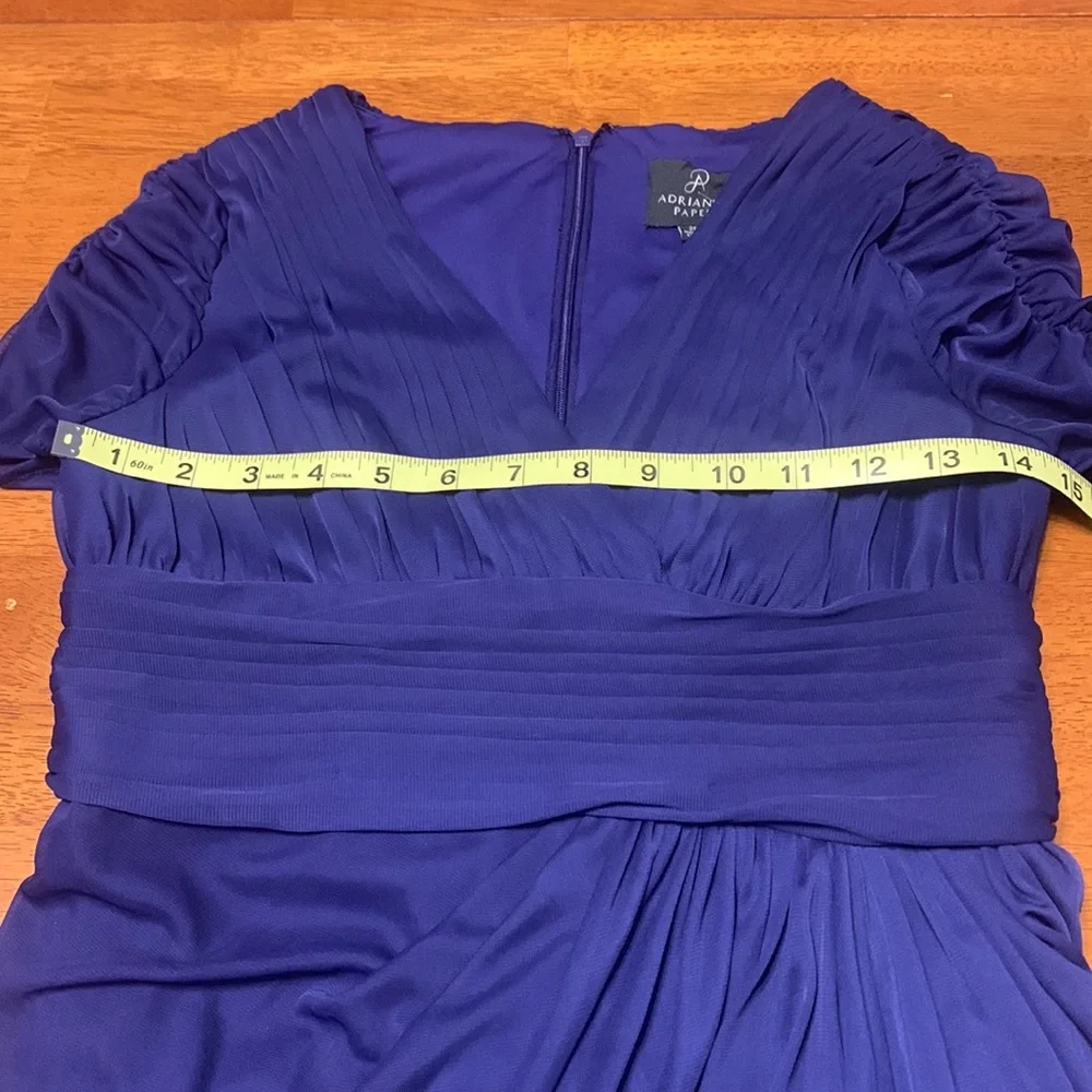 Adrianna Papell Women's Size 2P Petite Draped Ruched Mesh Maxi Dress Indigo Blue - Picture 10 of 13